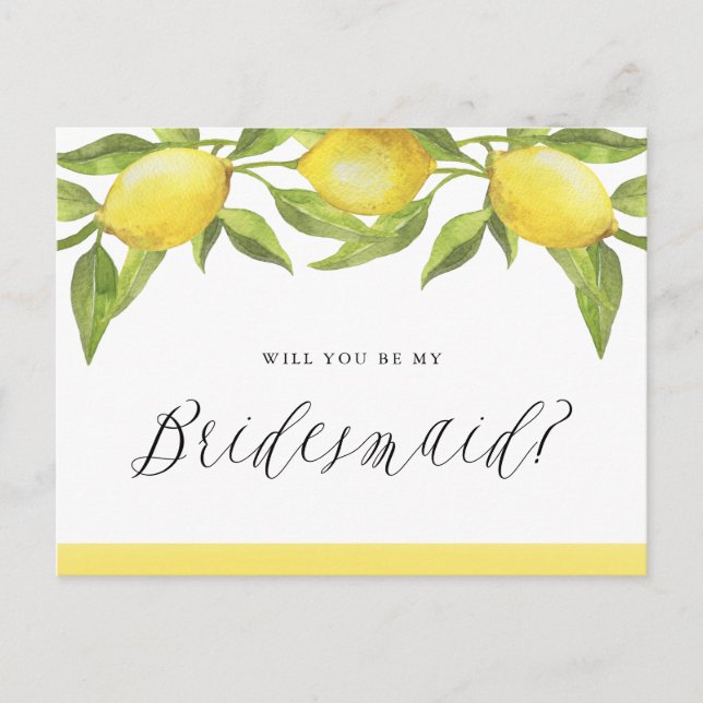 Zitronen und Grünpflanzen werden Sie meine Bridesm Ankündigungspostkarte (Vorderseite)