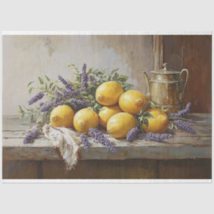 Zitronen und Lavendel mit Teekannenmalerei-Decoupa Seidenpapier