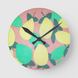 Zitronen und Limes Zitrusfrüchte Neues Muster Runde Wanduhr