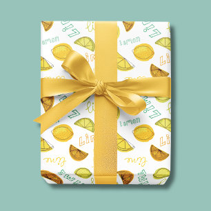 Zitronen- und Limetten-fruchtiges Muster Geschenkpapier