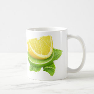 Zitronen und Limone Scheiben Kaffeetasse