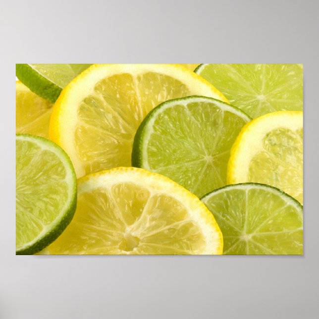 Zitronen und Limone Scheiben Poster (Vorne)