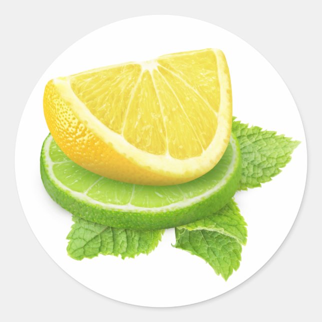 Zitronen und Limone Scheiben Runder Aufkleber (Vorderseite)