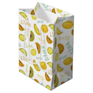 Zitronen- und Limonen-Fruchtmuster Mittlere Geschenktüte