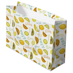 Zitronen und Limones Fruchtmuster Große Geschenktüte