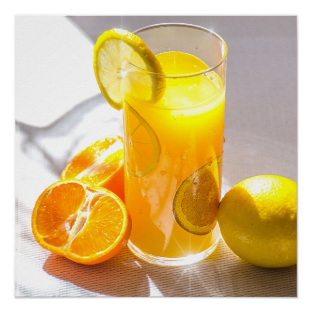 Zitronen und Orangen Fruchtfotografie Poster (Vorderseite)