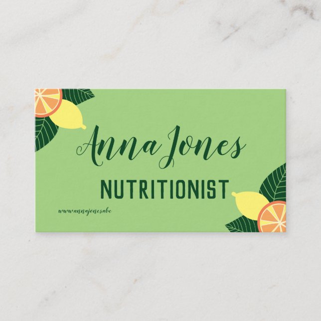 Zitronen und Orangen Nutritionist Visitenkarte (Vorderseite)