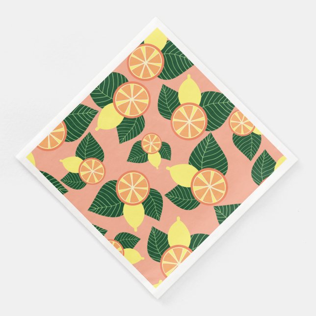 Zitronen und Orangen Serviette (Ecke)