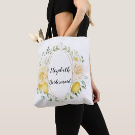 Zitronen und Rose Personalisierte Bridesmaid Toag Tasche