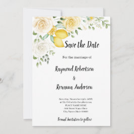 Zitronen und Rose Save the Date Einladung