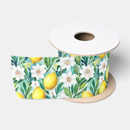 Zitronen und weiße Blume - französische Landesdeko Satinband