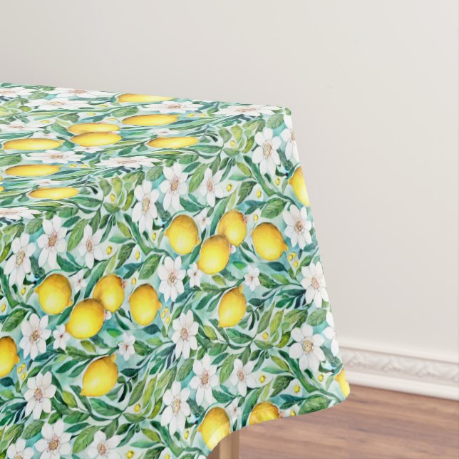 Zitronen und weiße Blume - französische Landesdeko Tischdecke (Beispiel)