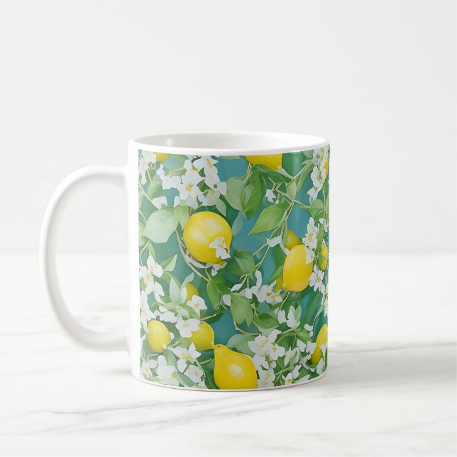 Zitronen und weiße Blume Kaffeetasse (Links)