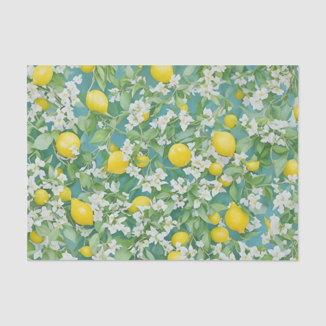 Zitronen und weiße Blume Seidenpapier (Vorderseite)