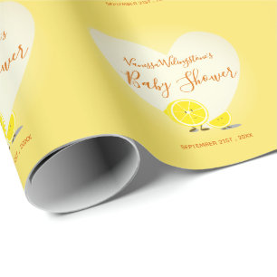 Zitronen-und Zitronen-Scheibe-Babyparty-Herz-Gelb Geschenkpapier