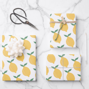 Zitronen-Verpackungspapier Flachblatt-Set aus 3 Geschenkpapier Set