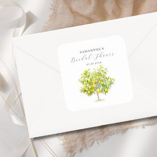 Zitronen-Wasserfarbe-Junggesellinnenabschied  Quadratischer Aufkleber