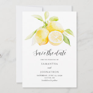 Zitronen-Wasserfarben-Hochzeit  Save The Date