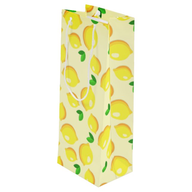 Zitronen Wein oder Geschenktasche Geschenktüte Für Weinflaschen (Rückseite Schrägansicht)