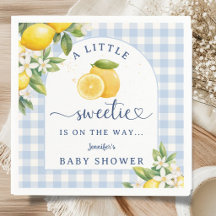 Zitronen-Zitrus-Babyparty-Junge-blaue Servietten