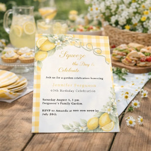 Zitronen Zitrus Gingham Sommer Garten Geburtstag Einladung