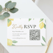 Zitronen-Zitrus-QR-Code-Hochzeits-RSVP-Karte