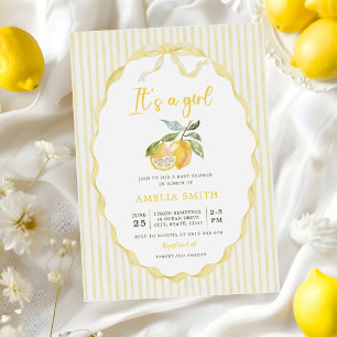 Zitronen-Zitrus-Streifen-Baby-Shower-Einladung Einladung