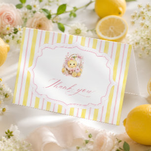 Zitronen-Zitrus-Streifen Mädchen Baby Shower  Dankeskarte