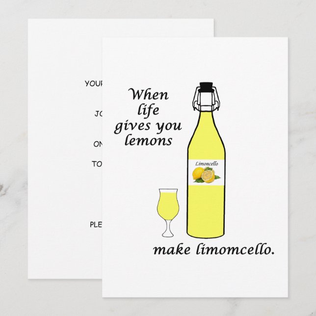Zitronen zu Limoncello Einladung (Vorne/Hinten)