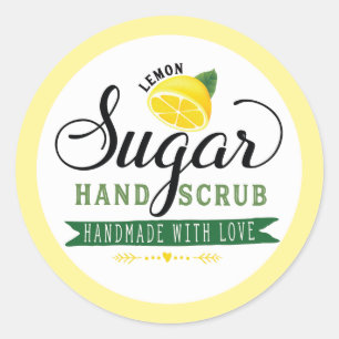 Zitronen-Zucker Handscrub beschriftet Runder Aufkleber