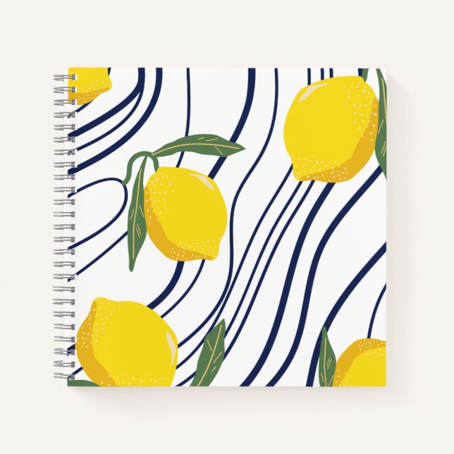 Zitronen zum botanischen Geschenksommer "Blue Curv Notizbuch (Vorderseite)