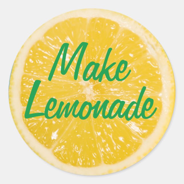 Zitronenaufkleber. Mach Lemonade. Runder Aufkleber (Vorderseite)