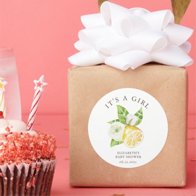 Zitronenbaum Babydusche Es ist ein Girl Sticker (Party)