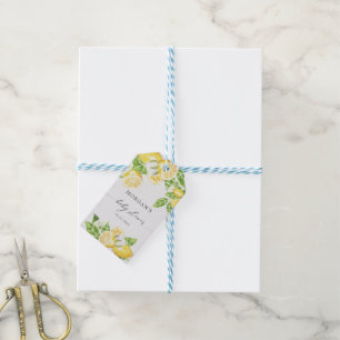Zitronenbaum Blume Babydusche Monogramm Geschenkanhänger