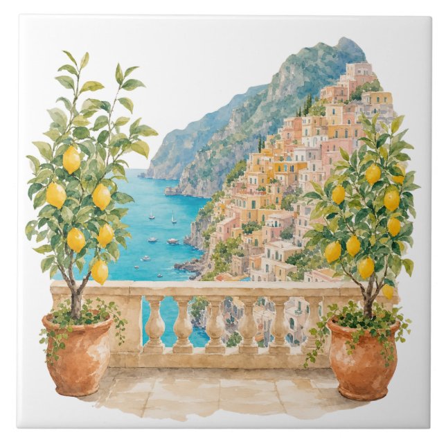 Zitronenbaum in mediterranem Topf Fliese (Vorderseite)