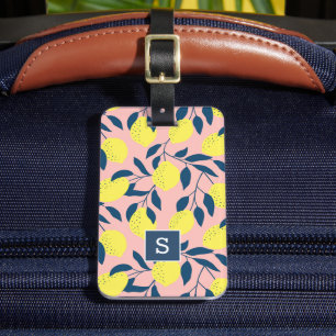 Zitronenbaum modernes Fruchtmuster Monogramm Gepäckanhänger