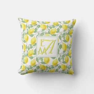 Zitronenbaum-Monogramm-Muster Gelbgrüne Dekoration Kissen