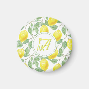 Zitronenbaum-Monogramm-Muster Gelbgrüne Dekoration Magnet