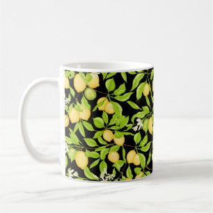 Zitronenbaumzweig mit Zitronen, Blume und Blätter Kaffeetasse