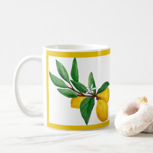 Zitronenblatt-Wasserfarben-Gelb-Liniendesign Zit Kaffeetasse