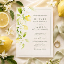 Zitronenblüten Elfenbein Garten Hochzeitseinladung