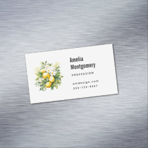 Zitronenbouquet mit weißen Blüten Magnetische Visitenkarte
