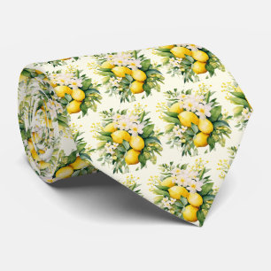 Zitronenbouquet mit weißen Blüten Muster Krawatte