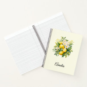 Zitronenbouquet mit weißen Blüten Notizbuch