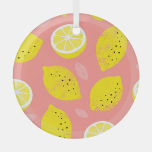 Zitronendruck, leuchtendes nahtloses Sommer Muster Ornament Aus Glas