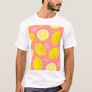 Zitronendruck, leuchtendes nahtloses Sommer Muster T-Shirt