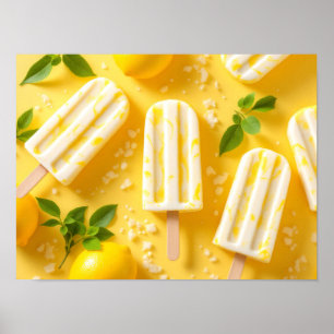 Zitroneneis Sommer Food Muster Gelb Poster