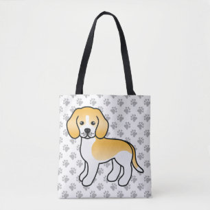 Zitronenfarbener und Weißer Beagle Cartoon Hund &  Tasche