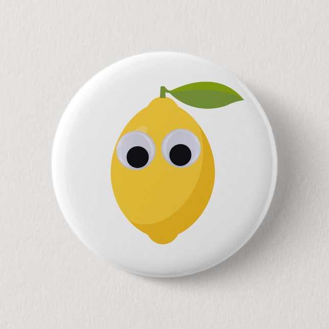 Zitronenfigur, süße Frucht mit googgen Augen Button (Vorderseite)