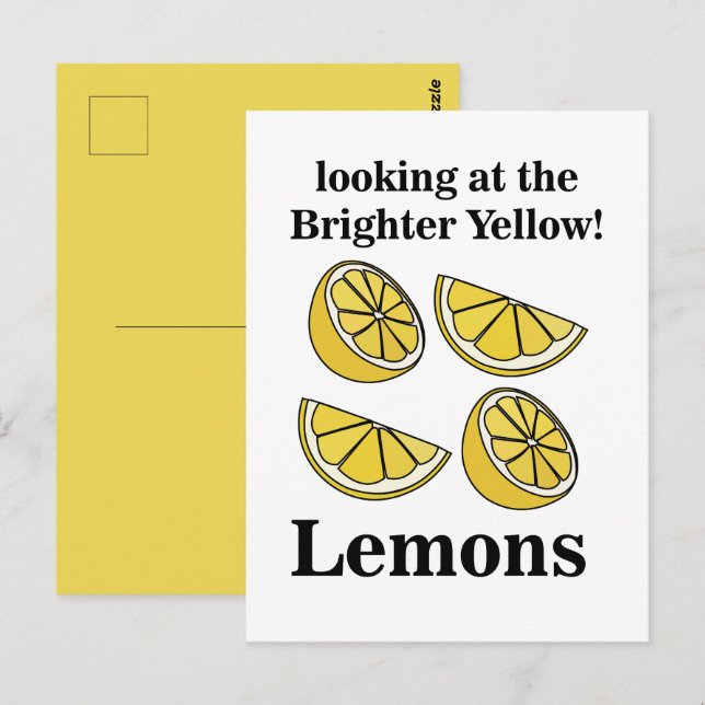 Zitronenfrucht mit Blick auf die hellgelben Zitron Postkarte (Vorne/Hinten)